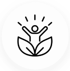 Mensch zwischen Pflanzenblättern